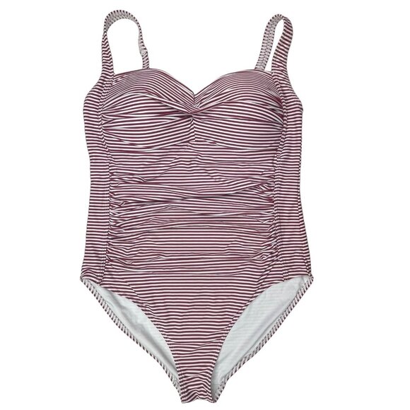 Niptuck Swim 12 Red White Striped One Piece Swim Suit Swim Wear Bathing Suit - Picture 12 of 12